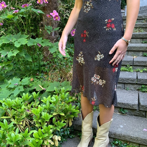 90s Floral Polka Dot Slip MIDI Dress - Picture 5 of 10